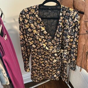 Zara wrap floral dress with build in shorts. Technically a romper